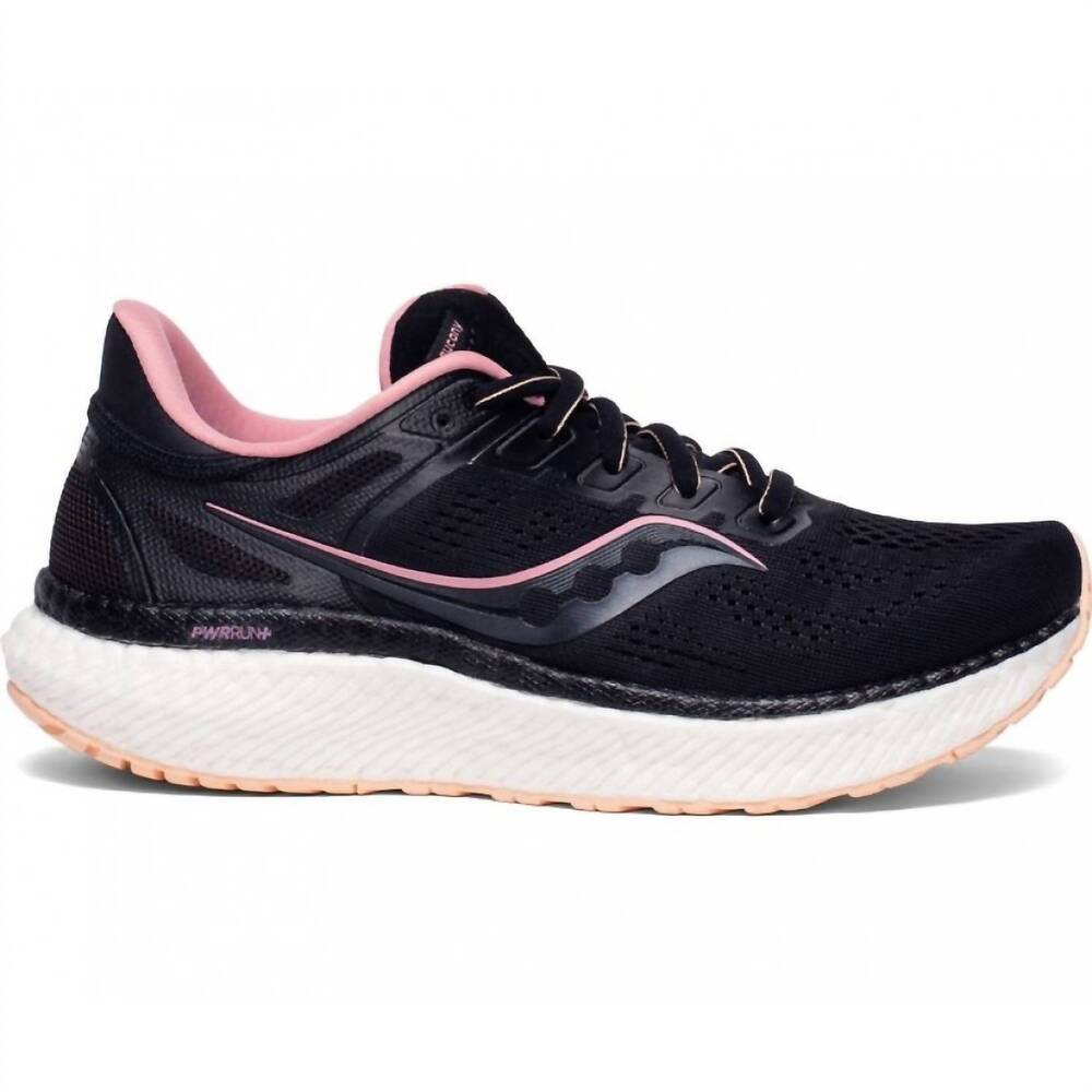 NEW SAUCONY women's hurricane 23 running shoes in black/rosewater